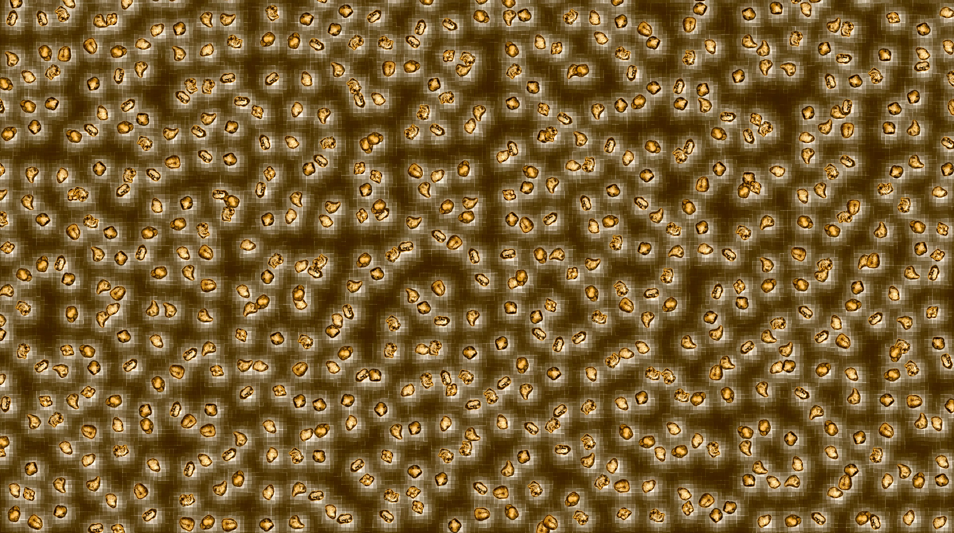 Sparsely positioned sand grains show how the invadability factor or <em>r-value</em> of each cell depends on the distance to the nearest grain of sand. spaces between sand grains