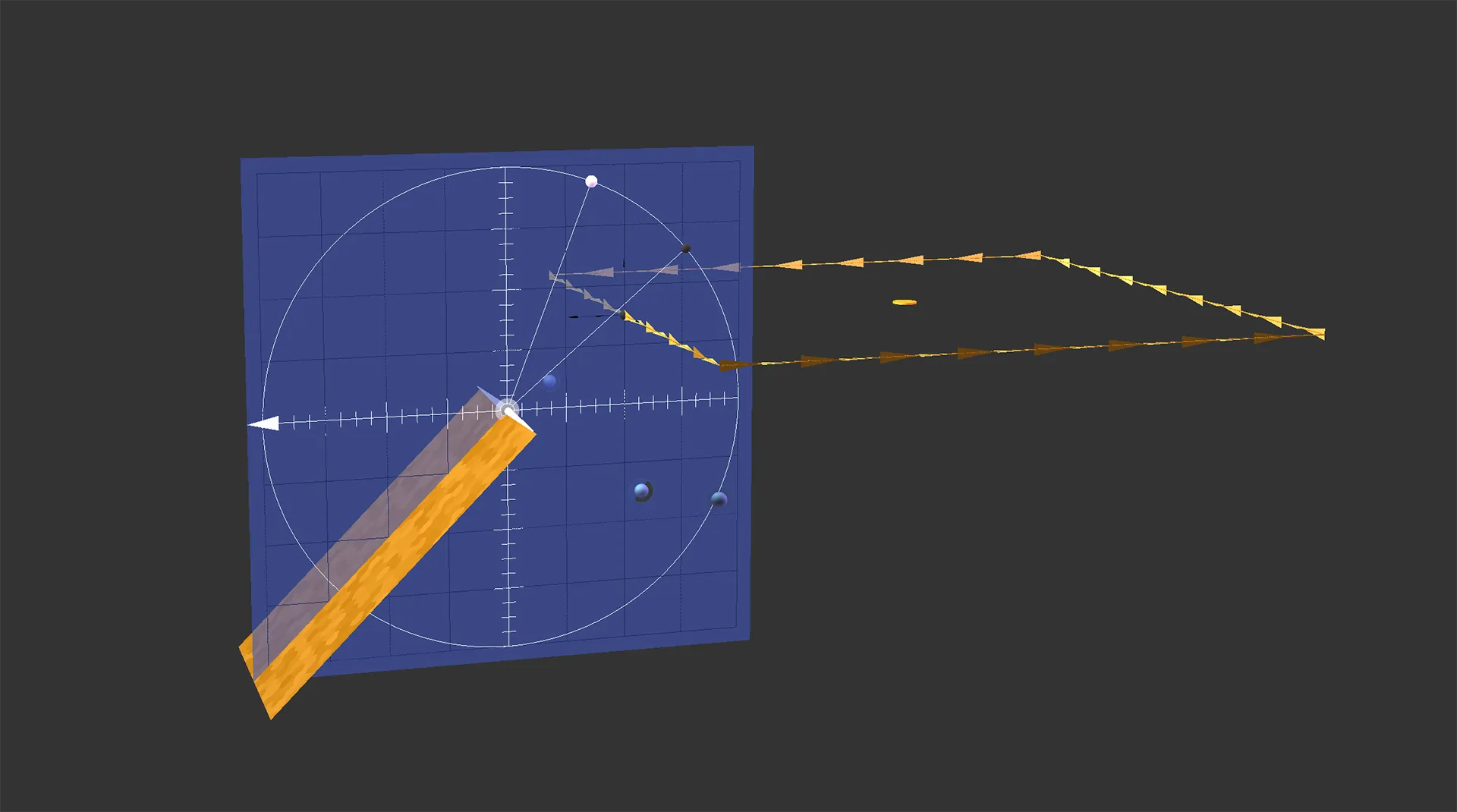 A virtual Douglas Protractor allows for any object to be moved and rotated within a 3D scene. Multiloop screenshot